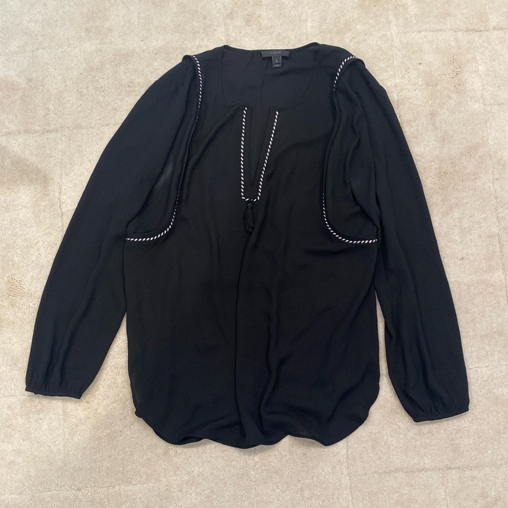 Black blouse with tassel front detail